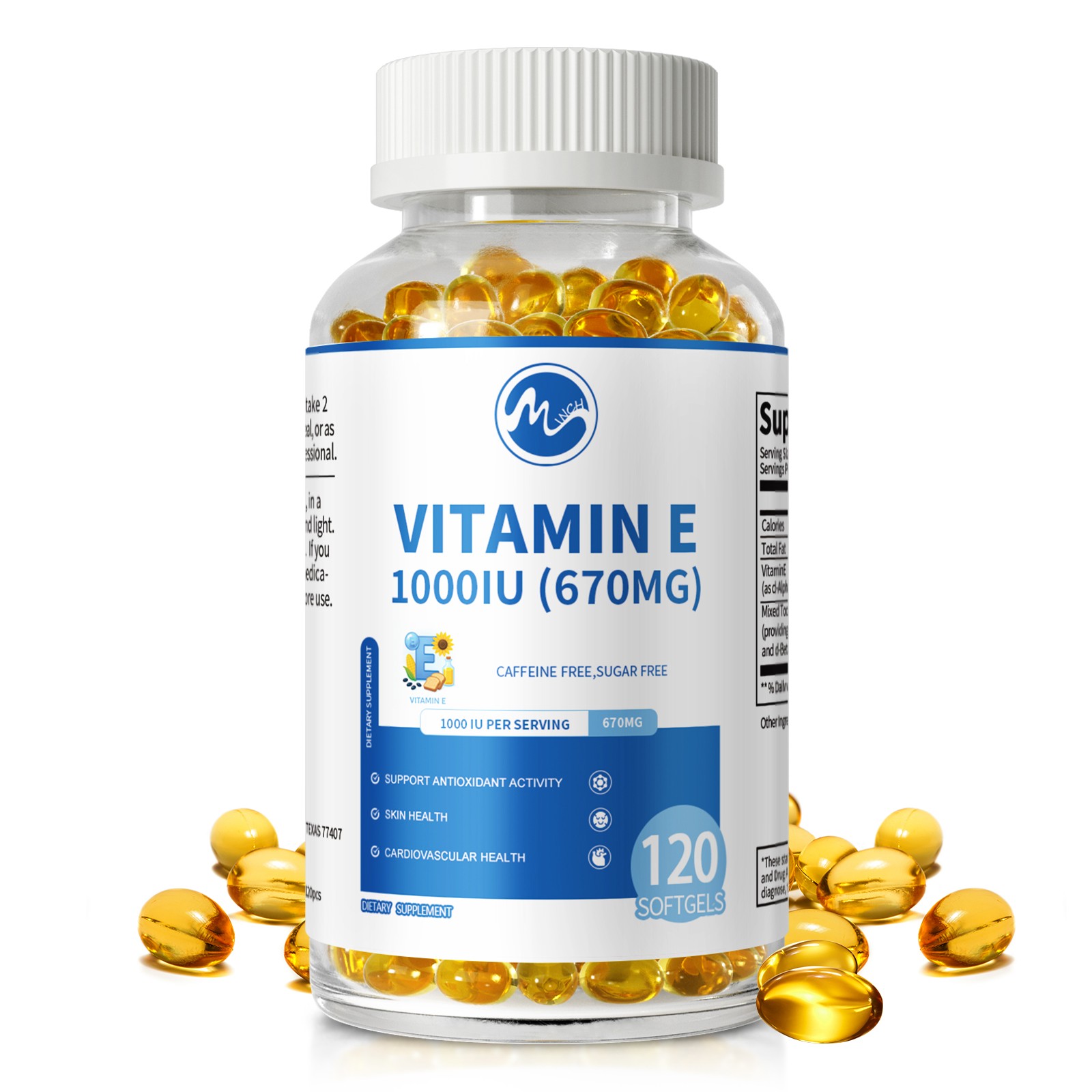 Vitamin E 1000 Iu 670mg Capsules – Supports Skin, Hair, Immune and Eye Health