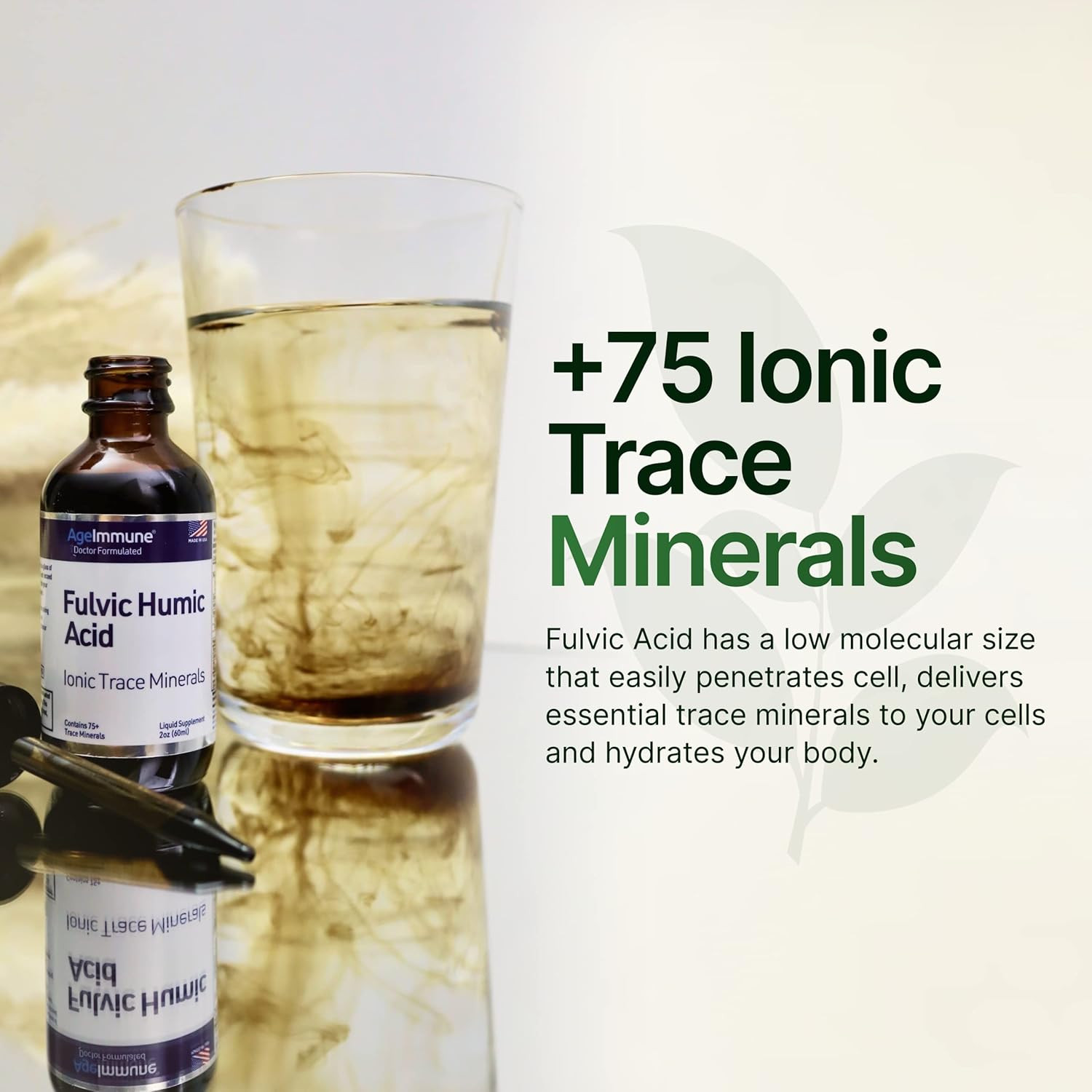 Fulvic Humic Acid 75 + Trace Minerals Liquid Supplement – Plant Derived in USA –