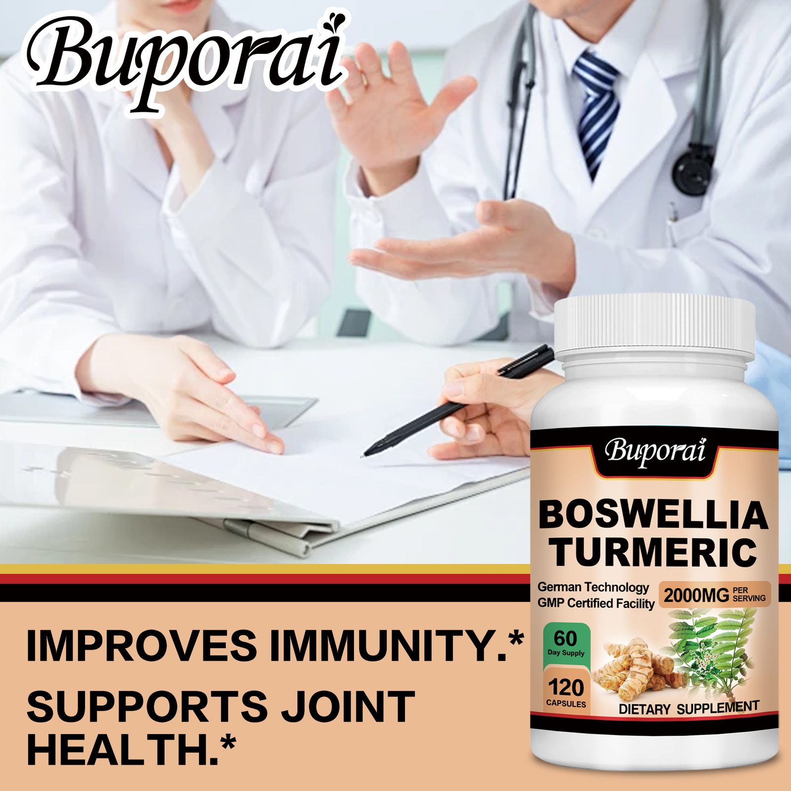 Boswellia Turmeric 2000mg -Pain Relief,Joint Health,Natural Powerful Antioxidant