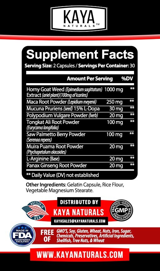 Horny Goat Weed for Men & Women-with Maca, Saw Palmetto, Ginseng, L-Arginine