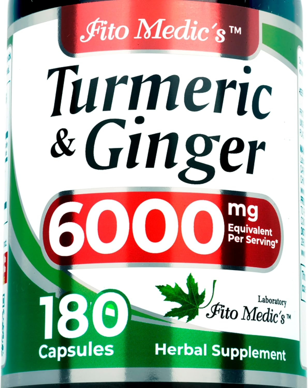 Tumeric Curcumin Max Potency and Ginger Complex 6000 mg, 180 Capsules Ultra high
