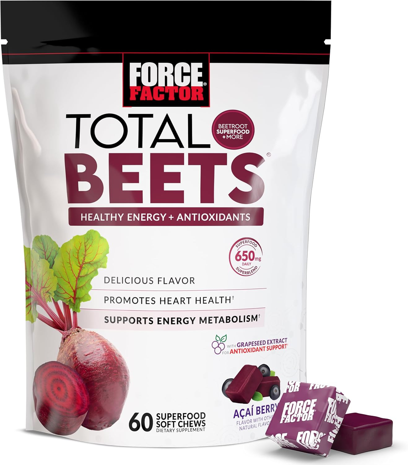 Force Factor Total Beets Blood Pressure Support, Beet Root Supplement Soft Chew