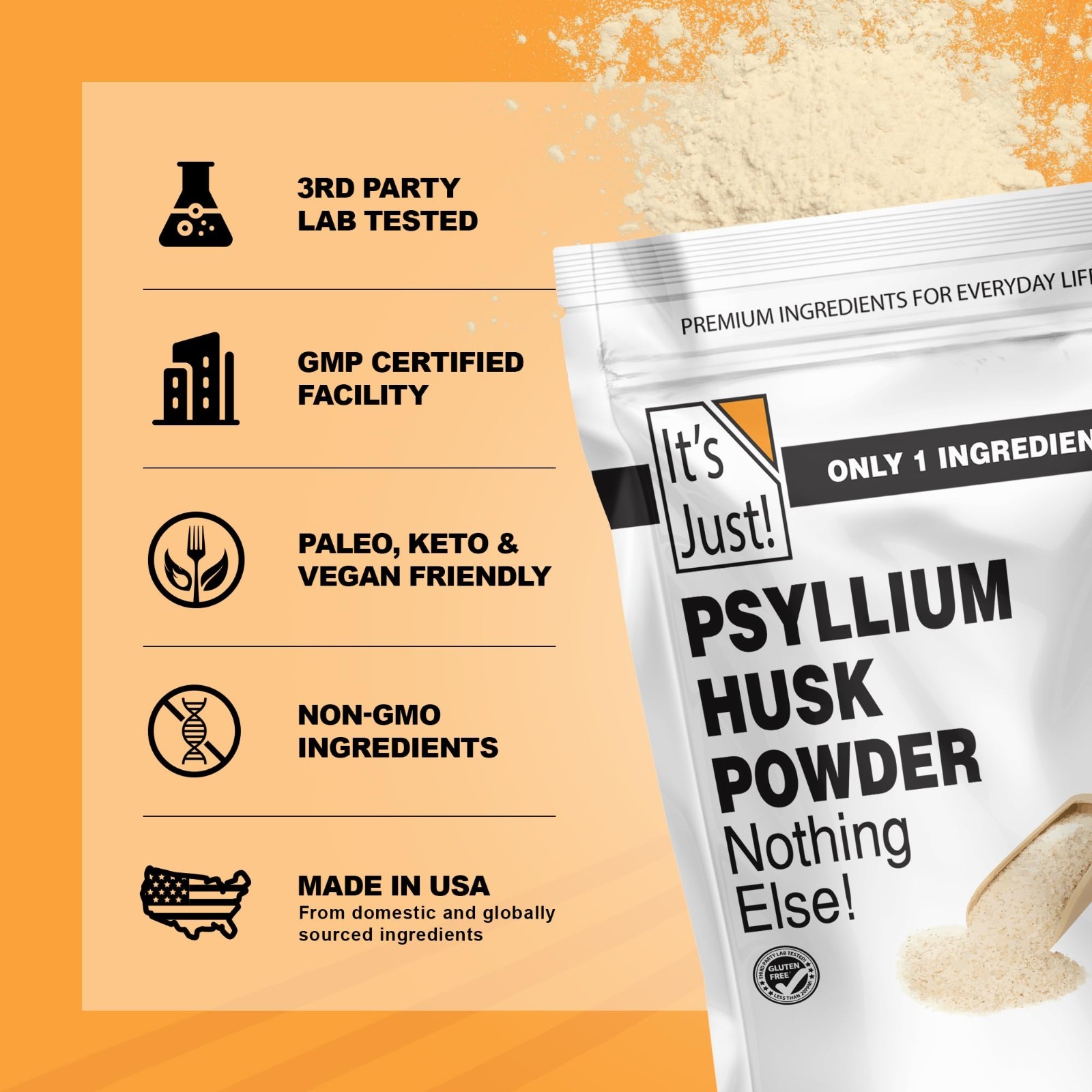 Psyllium Husk Powder – Dietary Fiber for Digestive Health, Keto Baking, 24oz