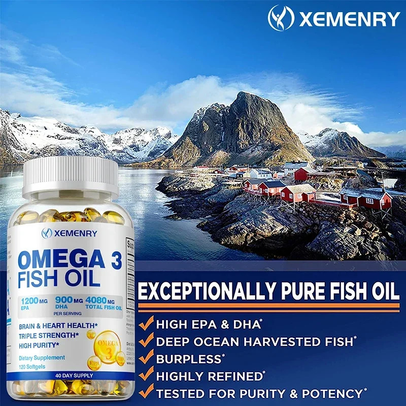 Omega-3 Fish Oil 120pcs – Brain and Heart Health, Boost Immunity, and Slow Aging