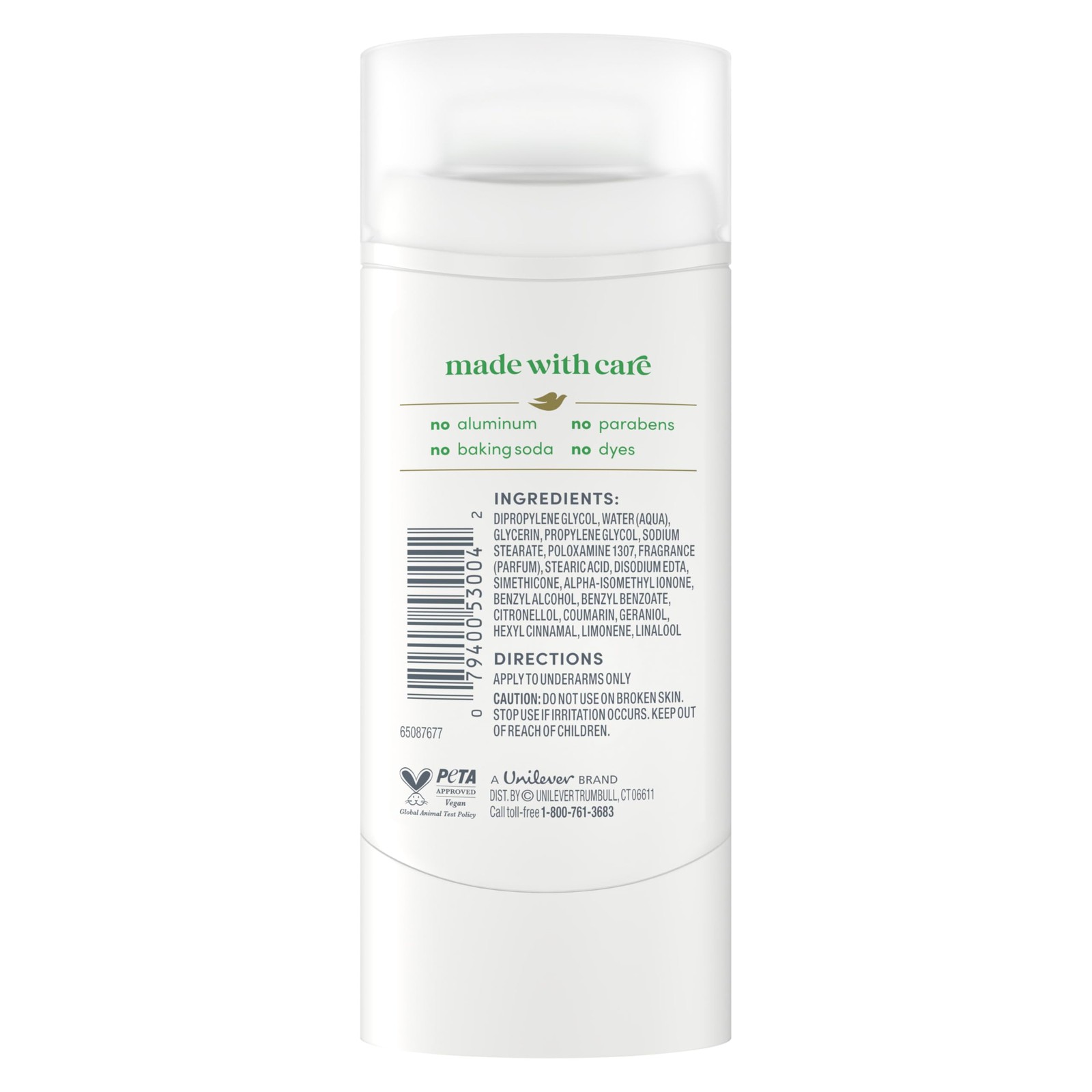 Dove Deodorant Stick Cucumber & Green Tea for 72 2.4 Ounce (Pack of 1),