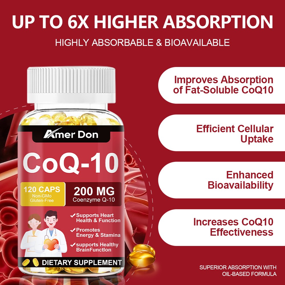 Amer Don CoQ 10 CoEnzyme Q-10 200mg Support Heart Health,High Potency