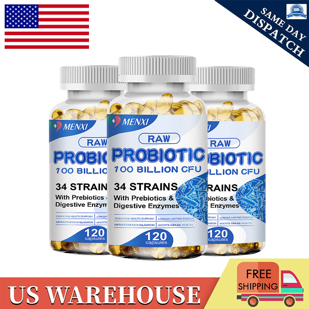 Probiotics 100 Billion CFU Potency Digestive Inmune Health 120 Capsules -3 Packs
