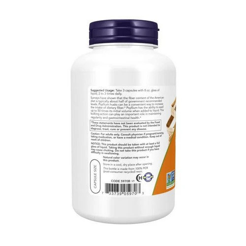 Psyllium Husk 500 mg 200 Caps By Now Foods