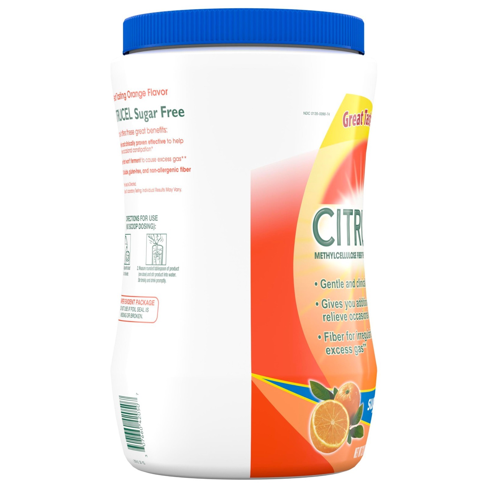 Sugar Free Fiber Powder for Constipation Relief, Methylcellulose, Orange Flavor