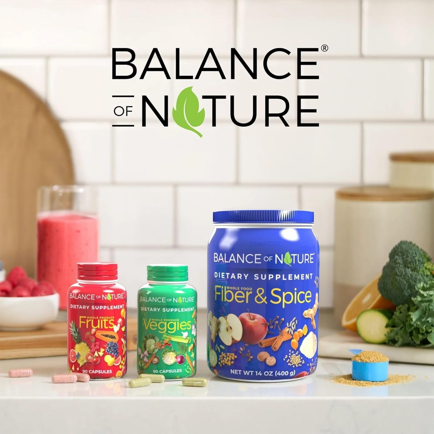 Balance of Nature Fruits & Veggies Capsules Whole Food Vegan 180 Count Set