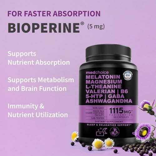 12-in-1 Melatonin Sleep Capsules Magnesium Ashwagandha 90 Count