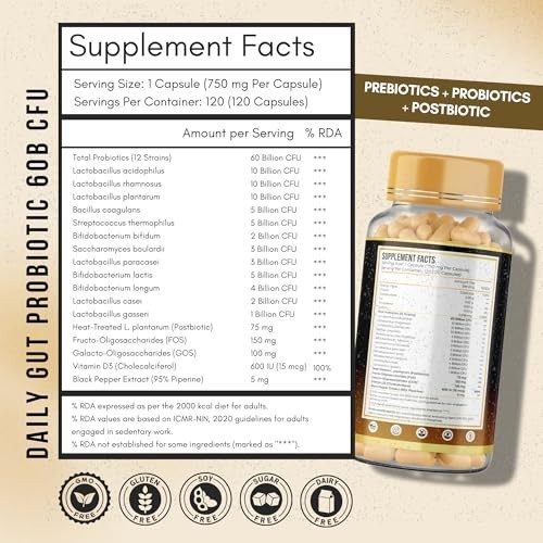 Anupurak Gut Daily Probiotic 60 Billion CFU 120 Capsules 120 Days Free Ship