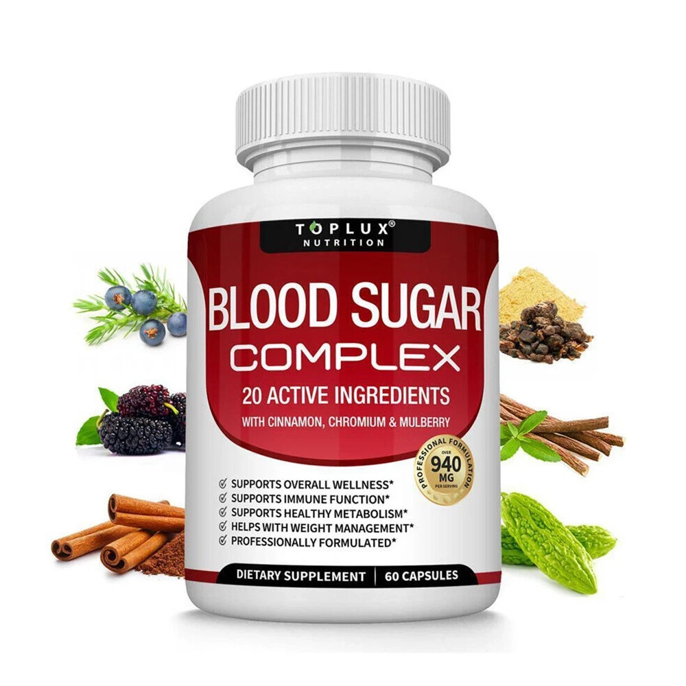 Blood Sugar Support Supplement, Alpha Lipoic Acid Cinnamon 20 Herbs 60 Capsules