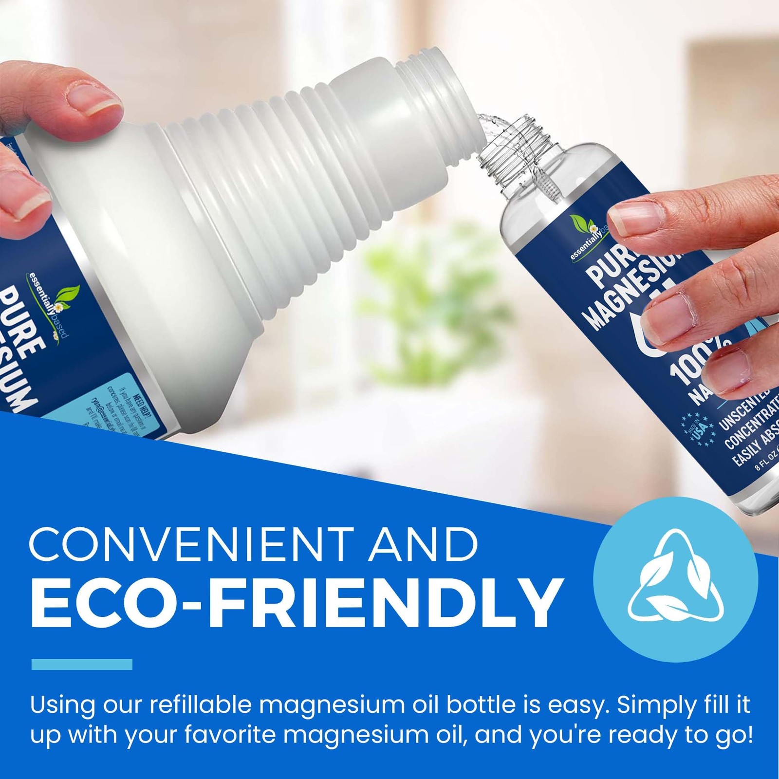 Pure Magnesium Oil Spray 8oz – Topical 8 Ounce (Pack of 1), Clear