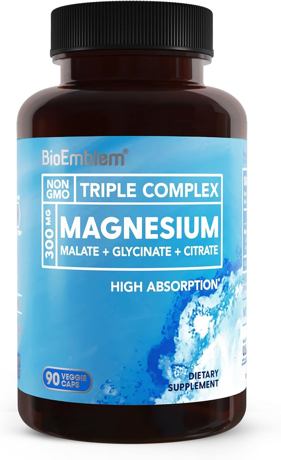 BioEmblem 2X Glycinate Triple Complex | 300mg Magnesium Magnesium 90 Capsules