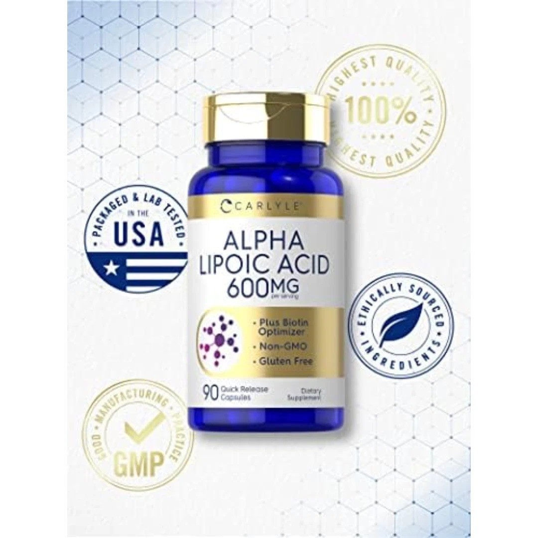 Acido Alfa Lipoico 600 Mg 90 Capsulas Pastillas Alta Calidad Puro Sin Gluten OMG