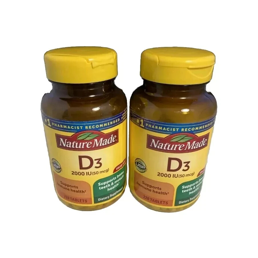 2 PACK 220 TABLET 440 Total Nature Made 2000 IU VITAMIN D3 Exp 07/25 Shlf