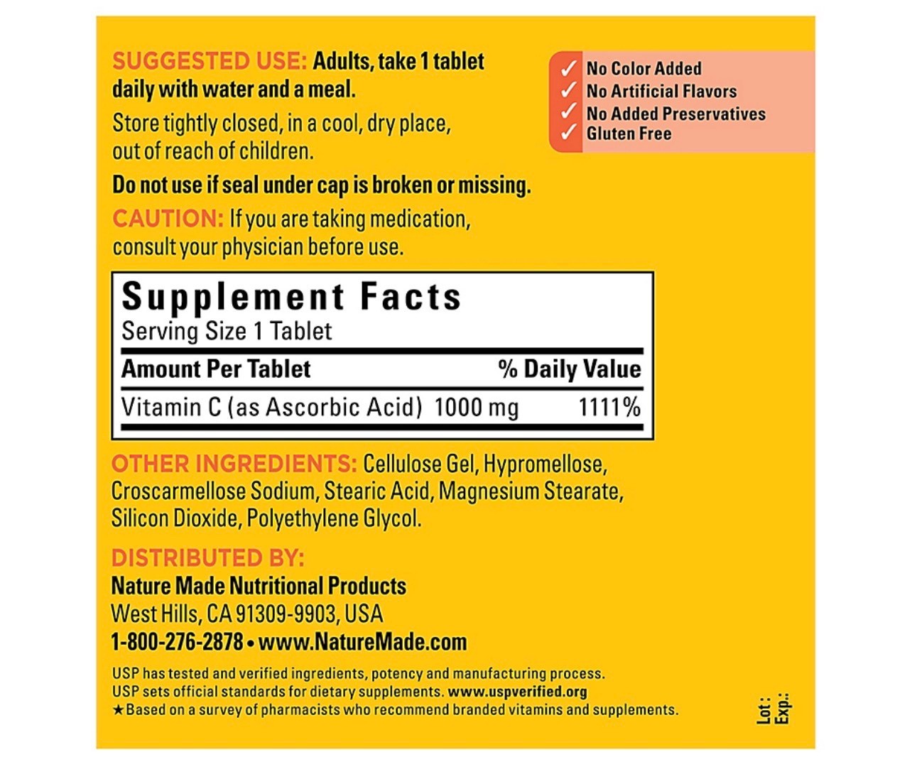 NATURE MADE Vitamin C Extra Strength 1000mg 100 tablets ~ EXP 03/2028