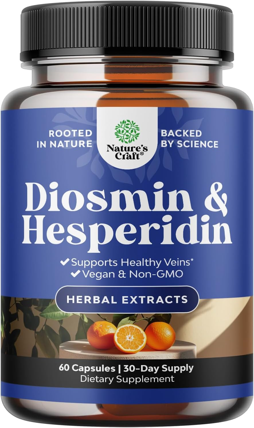 Diosmin Hesperidin 1000Mg Complex for Adults – Bitter Orange Supplement for Vari