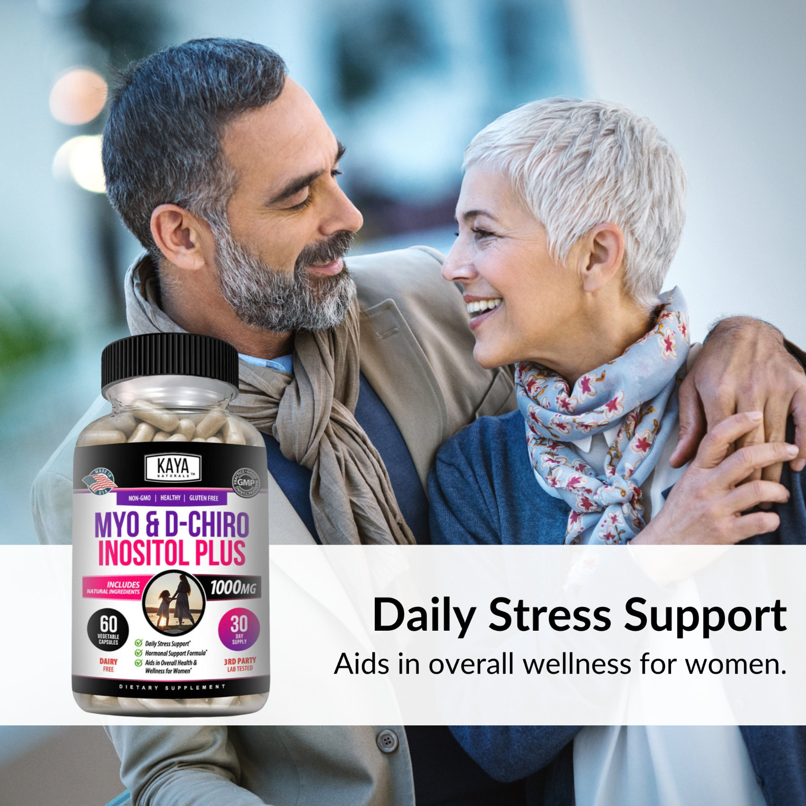 Myo & D-Chiro Inositol Plus 60ct, Women Hormone Support, Manage Stress