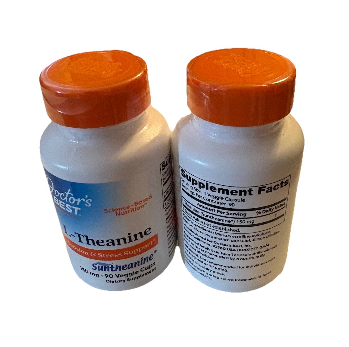 2PK Doctor’s Best L-Theanine W/Suntheanine, Stress Sleep 150mg 90 (180)Veg Caps