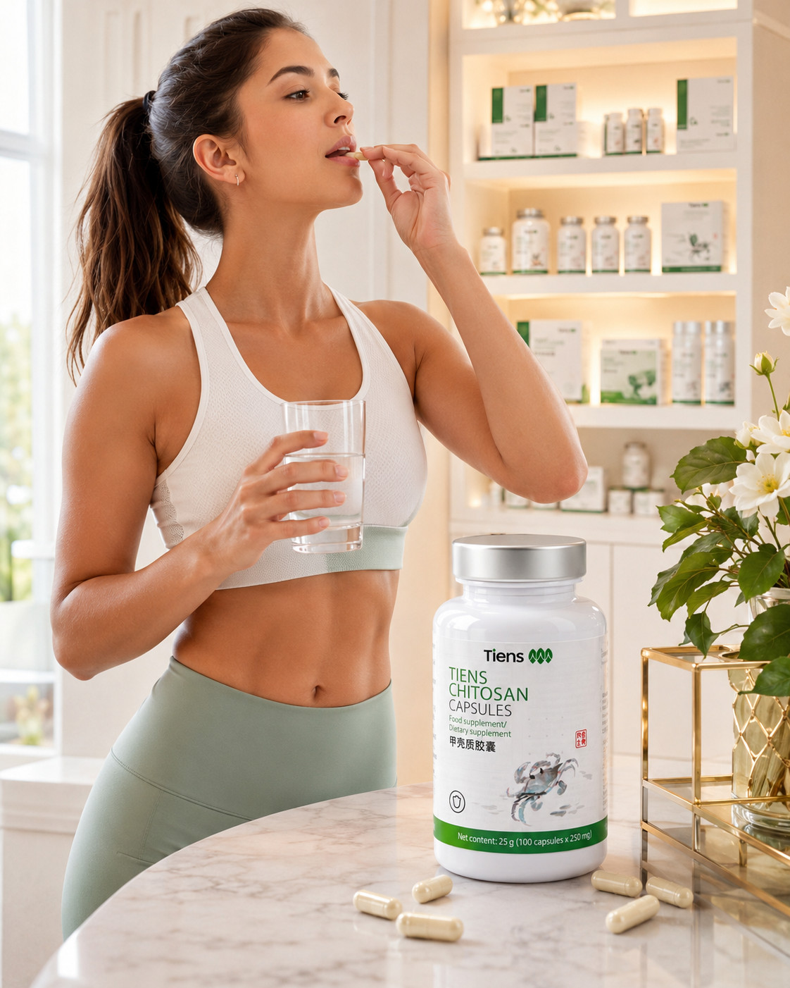 TIENS Chitosan Fiber 100 Capsules Dietary Supplement Digestive Support