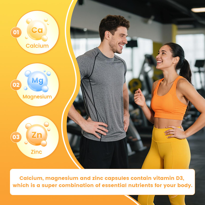 Calcium Magnesium Zinc with Vitamin D3 Capsules Bone Health Muscle Improvement