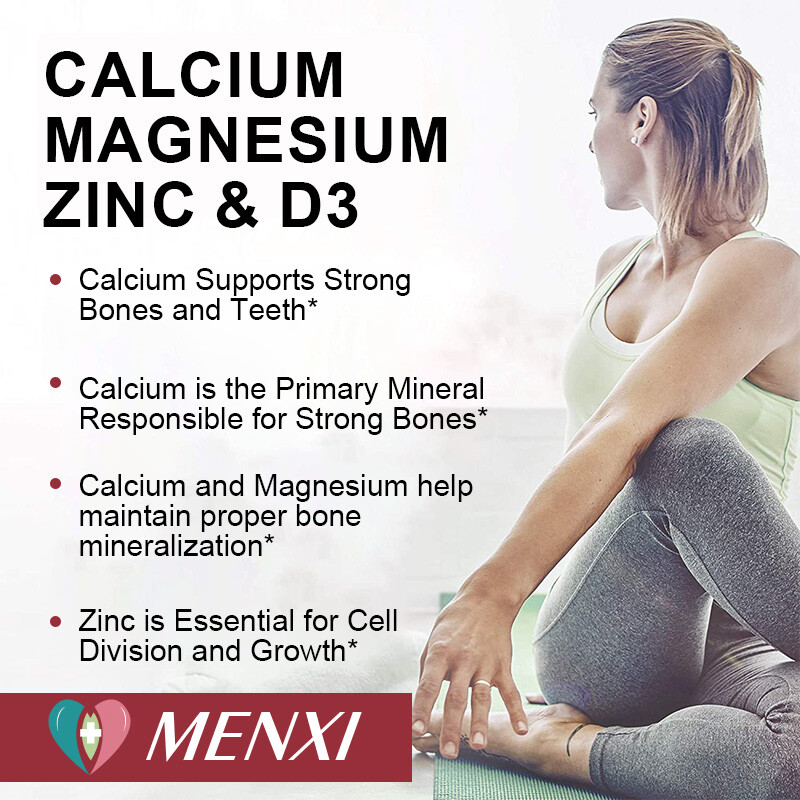 MENXI Calcium Magnesium Zinc with Vitamin D3 Supplement For Bone Muscle Health