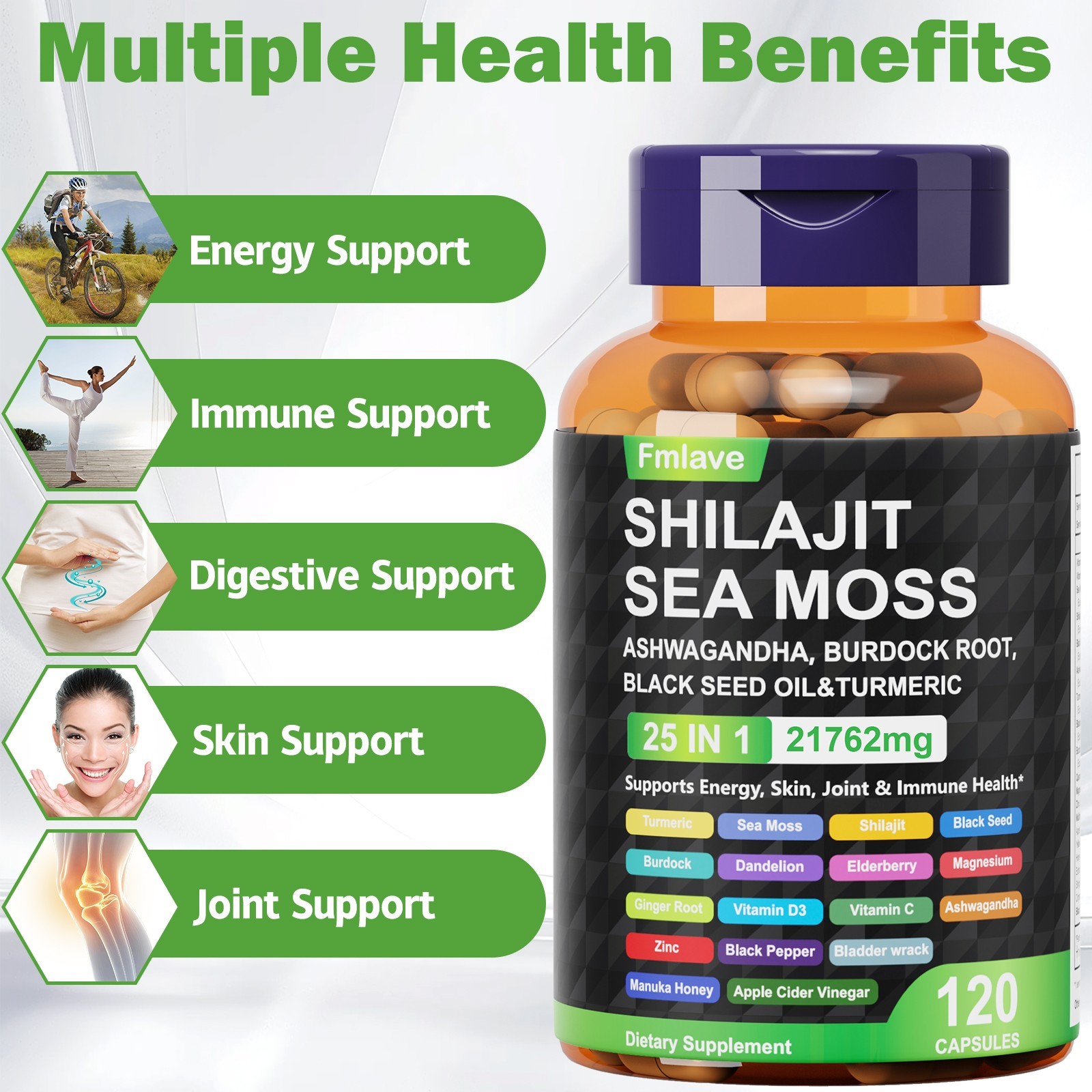 Certified Organic Sea Moss Capsules – Irish Sea Moss Bladderwrack Burdock Root