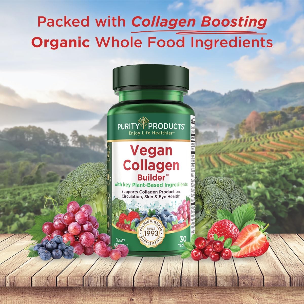 Vegan Collagen Builder – Organic Whole Foods Fruits + 30 Count (Pack of 1)