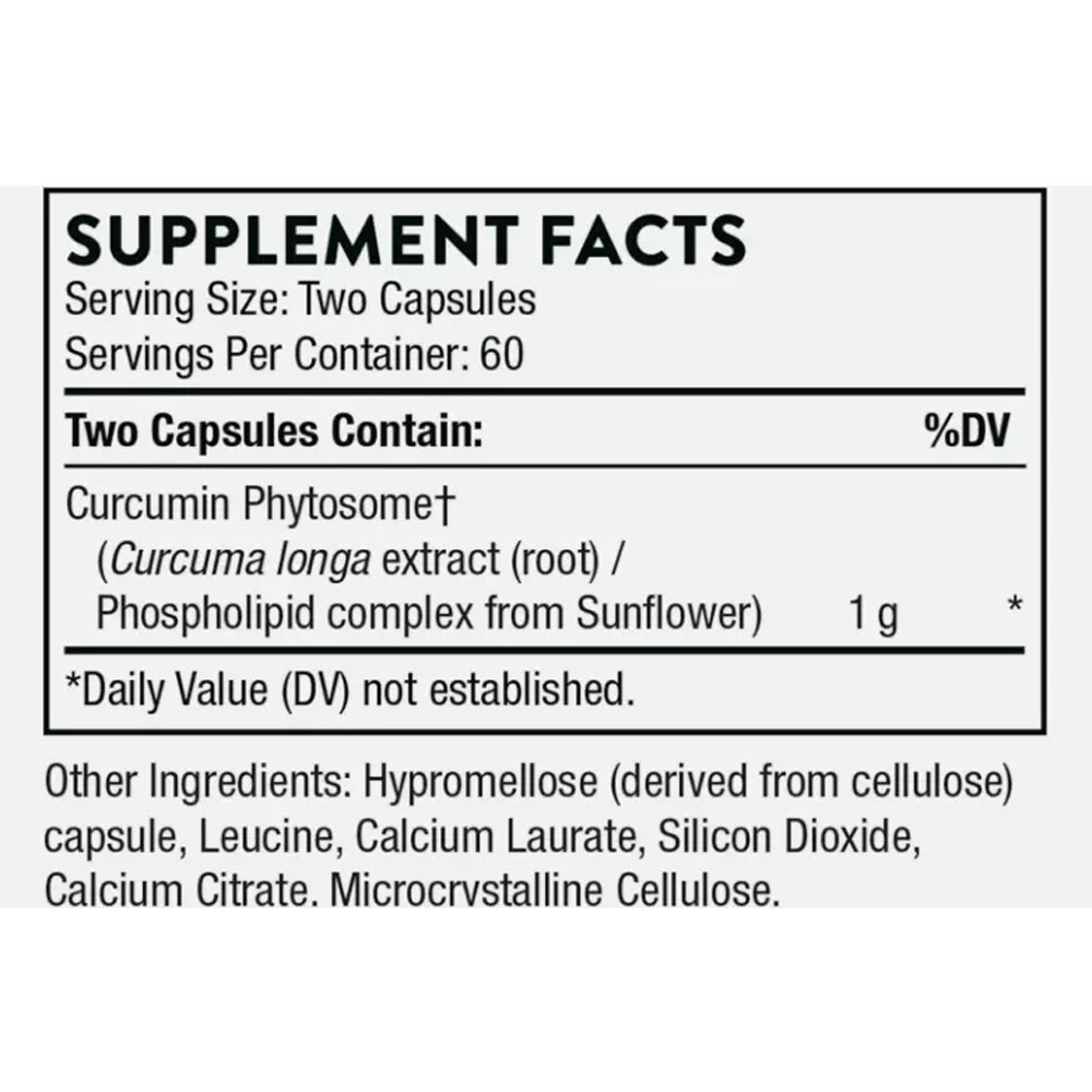 Curcumin Thorne Absorption 1000mg 60 Capsules High Phytosome Supplement Updated