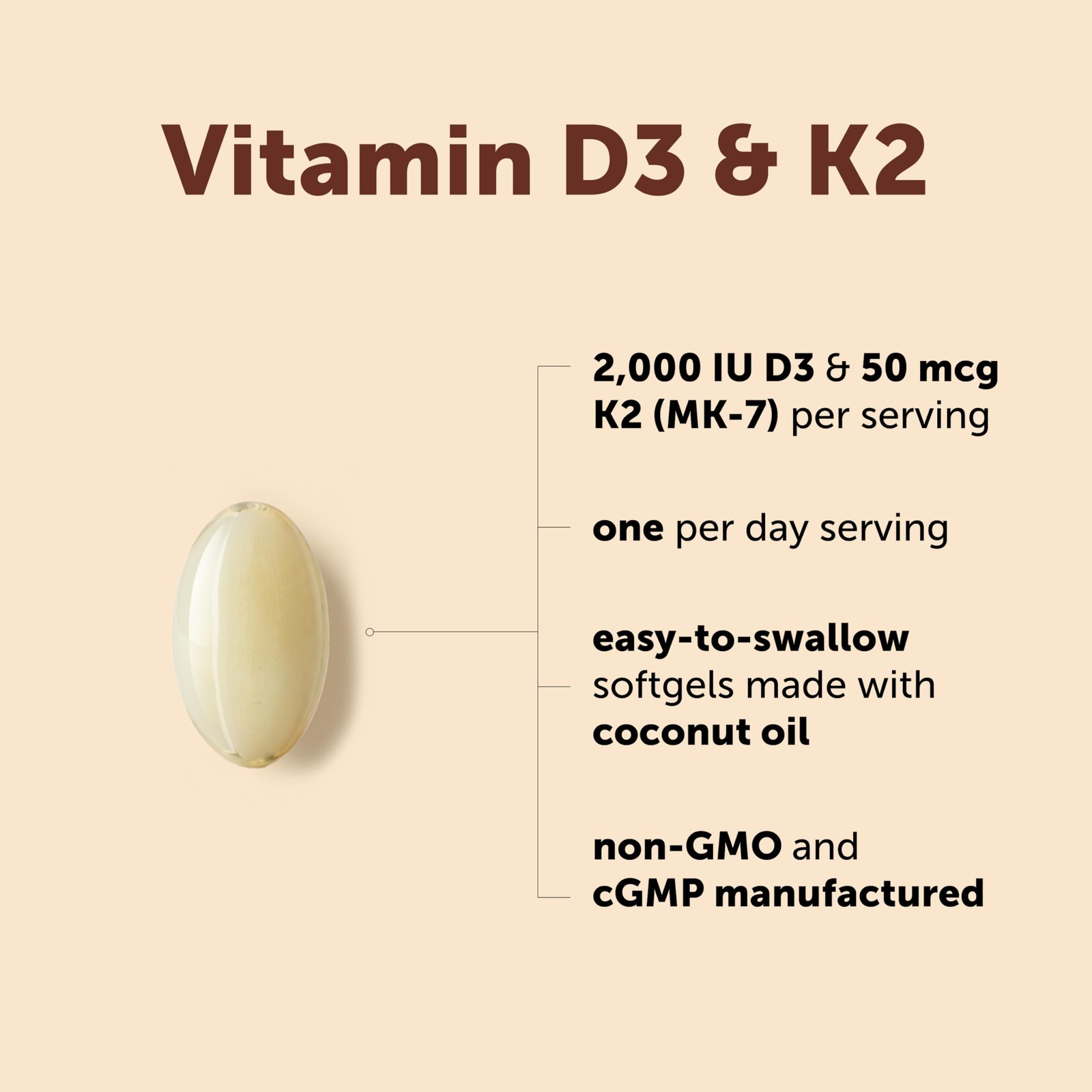 Micro Ingredients Vitamin D3 2,000 IU + K2 MK-7 50 mcg, 300 Count (Pack of 1)