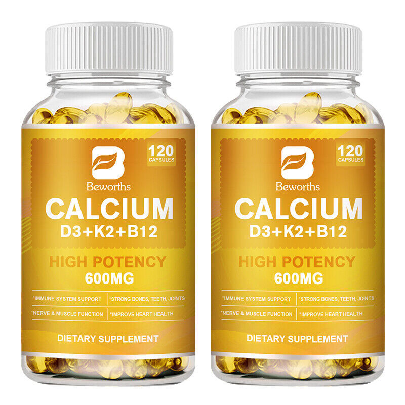 1-4 Packs Vitamin K2 (MK7) with D3 B12 Supplement,Calcium Capsules,Immune Health