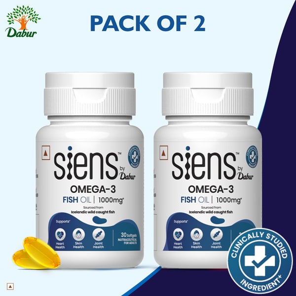 Siens by Dabur Omega 3 Fish Oil Capsule | Daily Heart Brain And Wellness Support