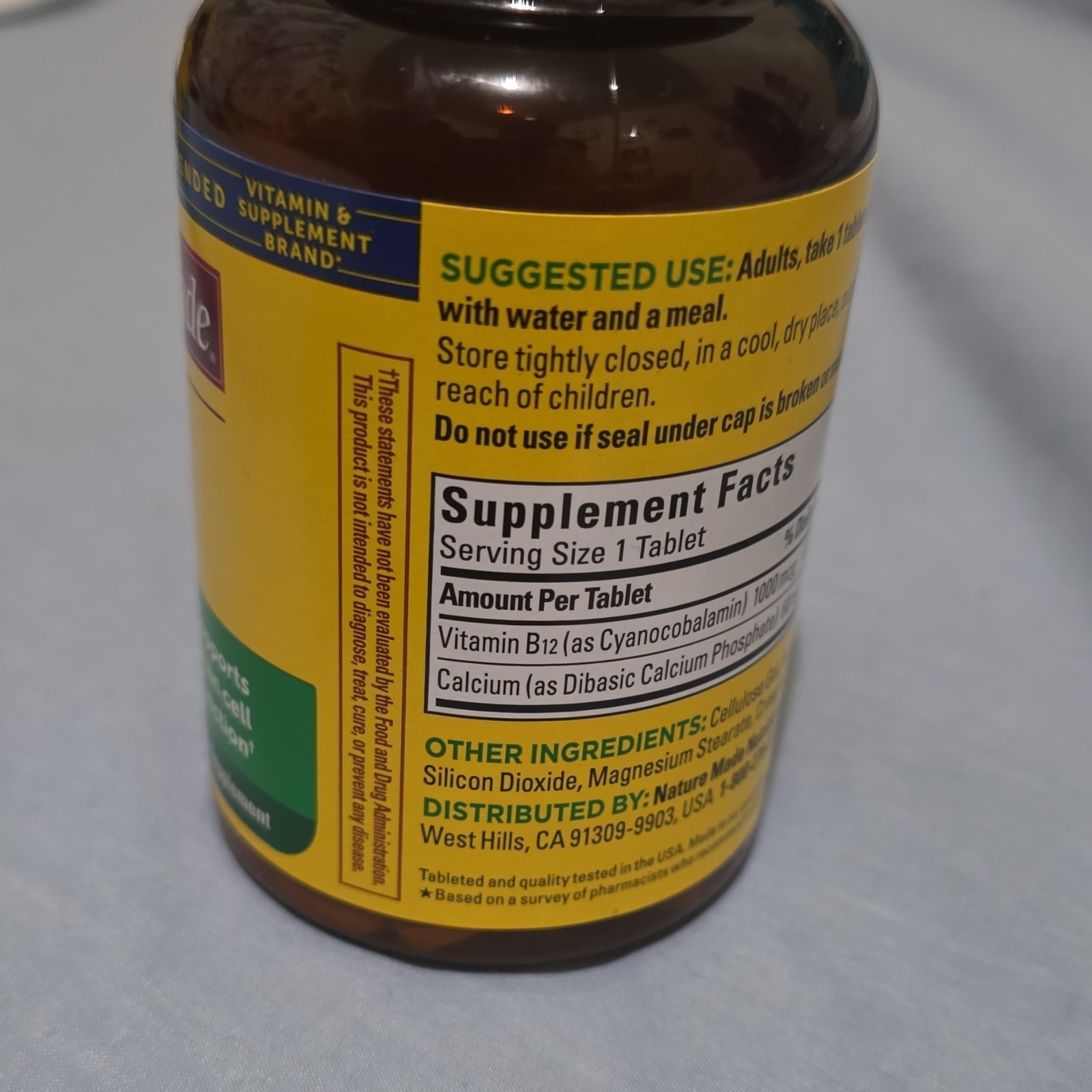 Nature Made Time Release B12 1000 mcg 160 Tablets – Vitamin B12 & Calcium