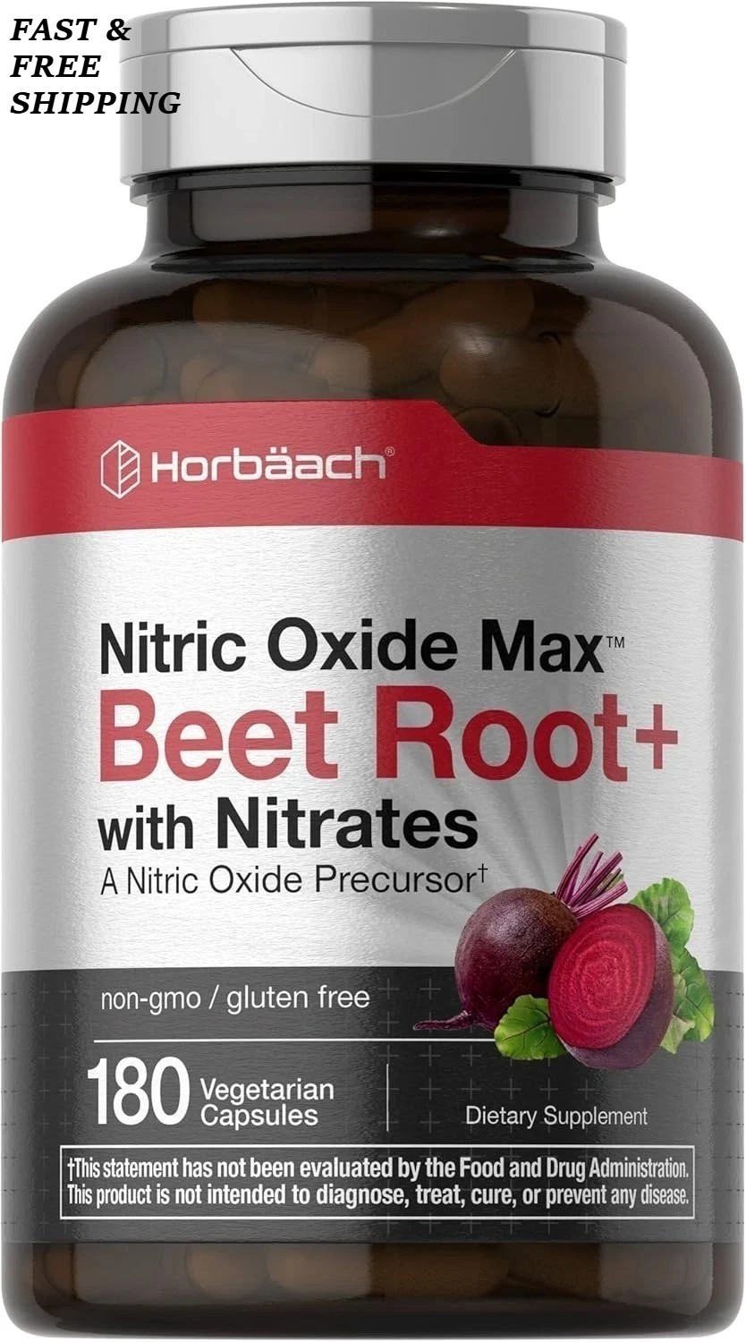 2 BOTTLES-Nitric Oxide Beet Root Capsules |With Nitrates |180 Count| by Horbaach