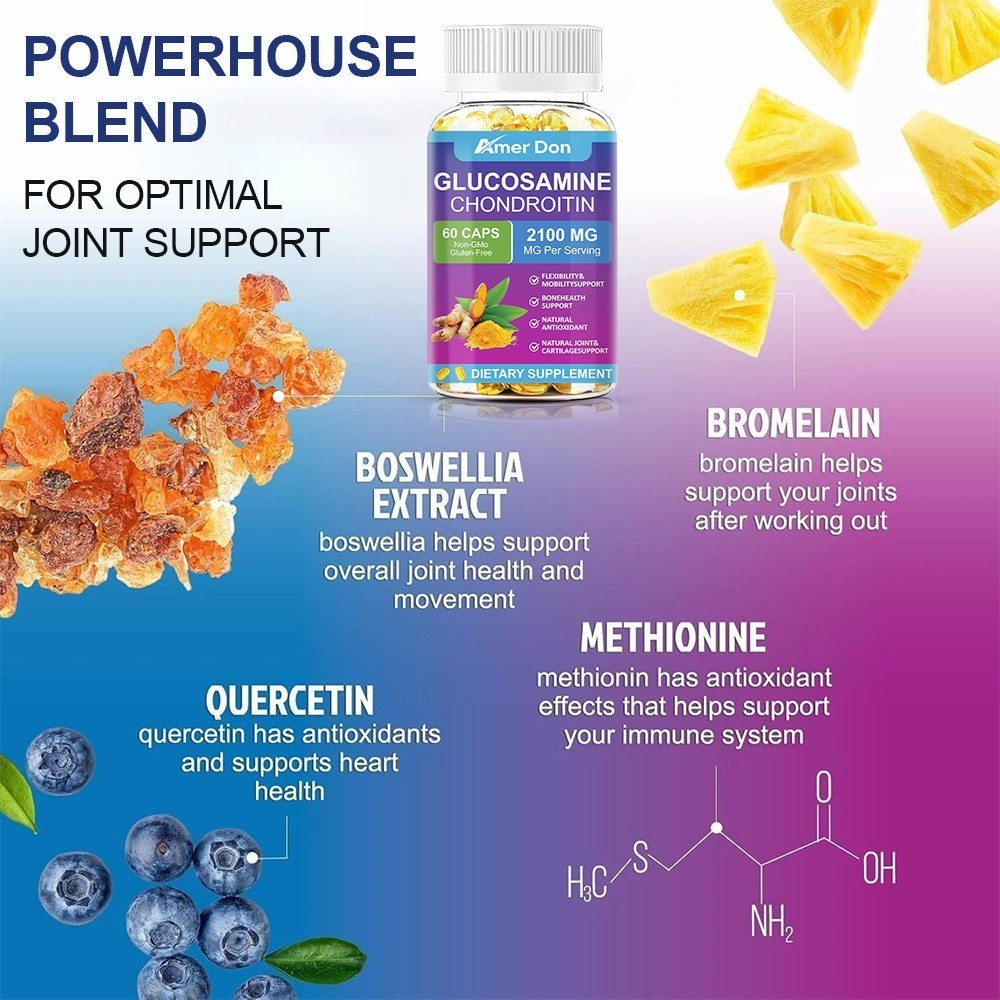 60/120x 2100mg Glucosamine Chondroitin Gummies MSM Triple Strength Joint Support