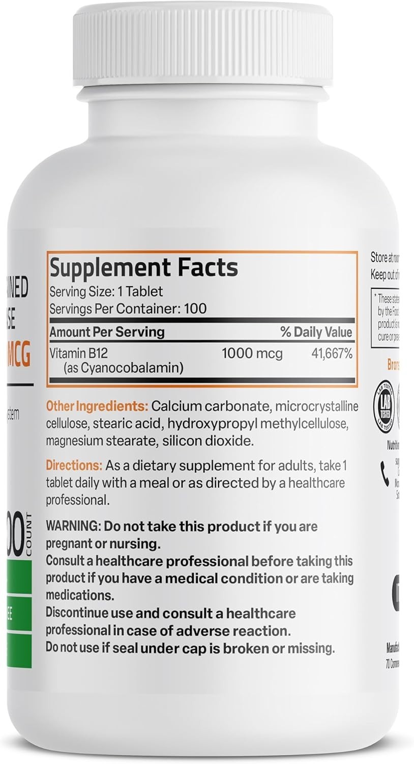 Bronson Vitamin B12 1000 mcg Sustained Release Premium 100 Count (Pack of 1)