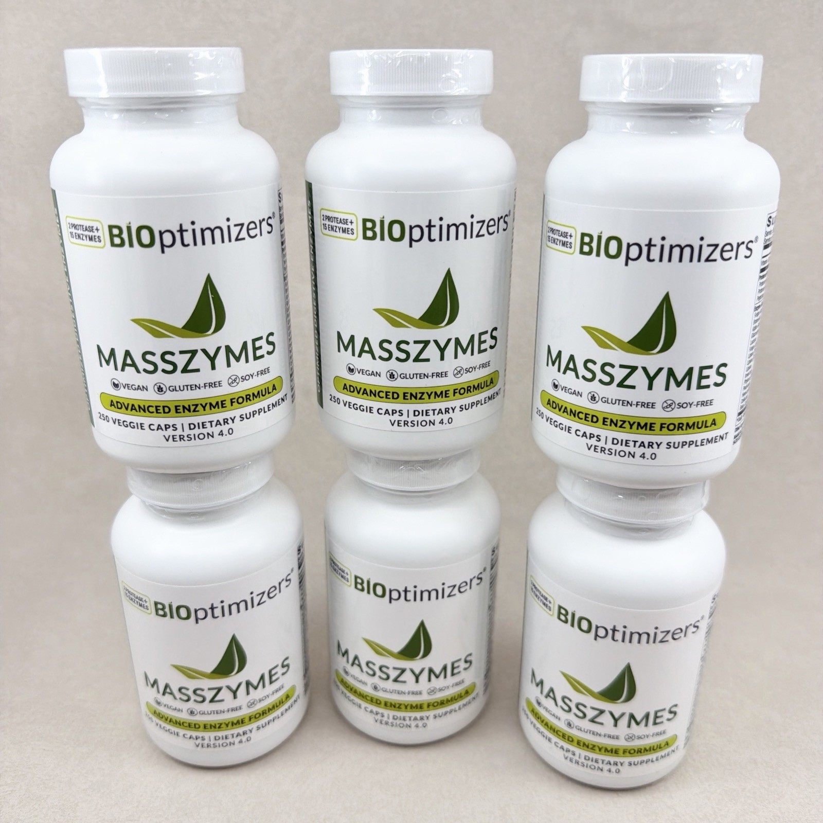 6 Pack Bioptimizers Masszymes 1500 Caps Advanced Proteolytic Enzyme 4.0
