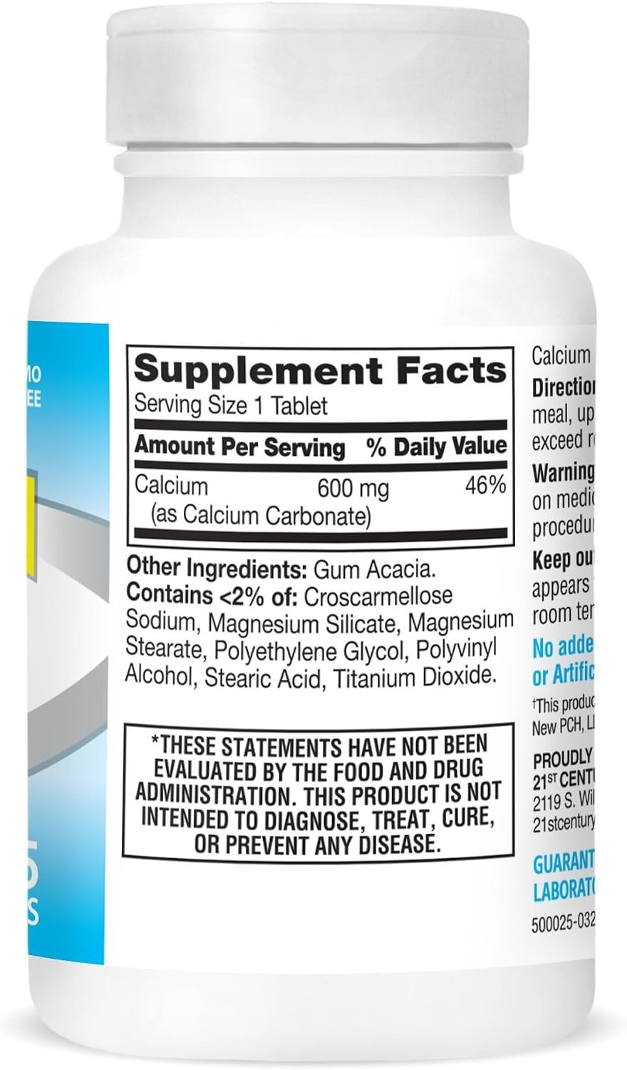 Calcium Carbonate 600mg Tablets, 75 Count – Trusted Bone Strength Support