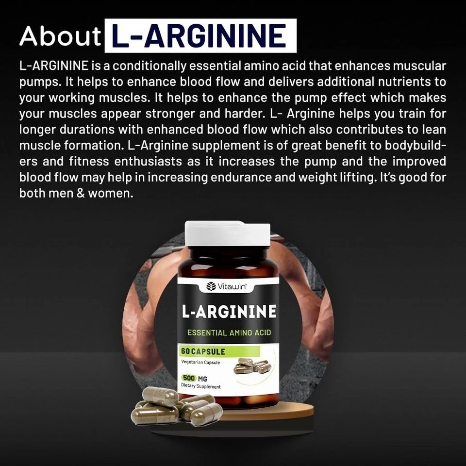 Vitawin L-ARGININE Capsules For Maximum Strength – 60 Capsule c550