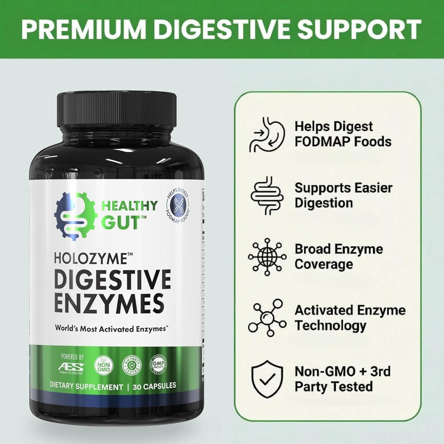 Healthy Gut HoloZyme Digestive Enzyme Supplement 15 Servings Sample Bottle..