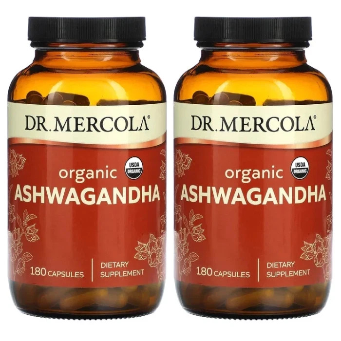 Dr. Mercola Organic Ashwagandha 180 Caps Each (Pack of 2)