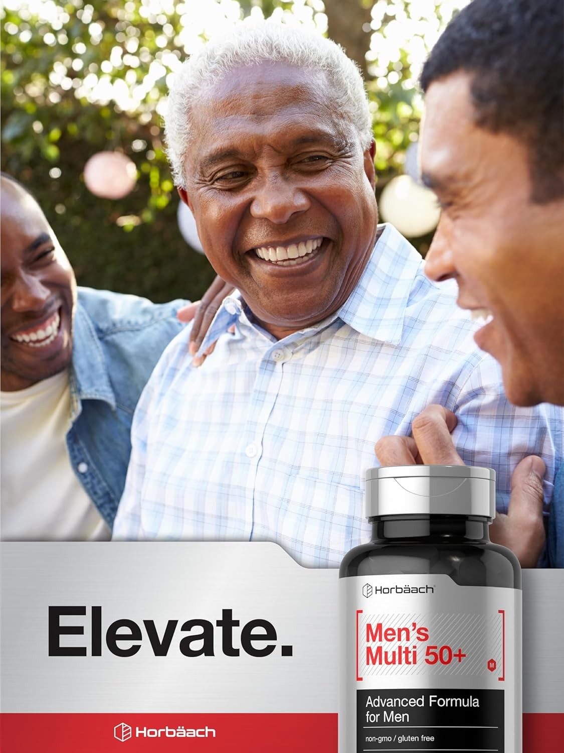 Men’s Multivitamin 50 Plus | 60 Caplets | Non-GMO & Gluten Free | by Horbaach