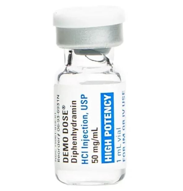 Demo Dose Diphenhydramin High Potency Benadrl 50mg mL 1mL Vial