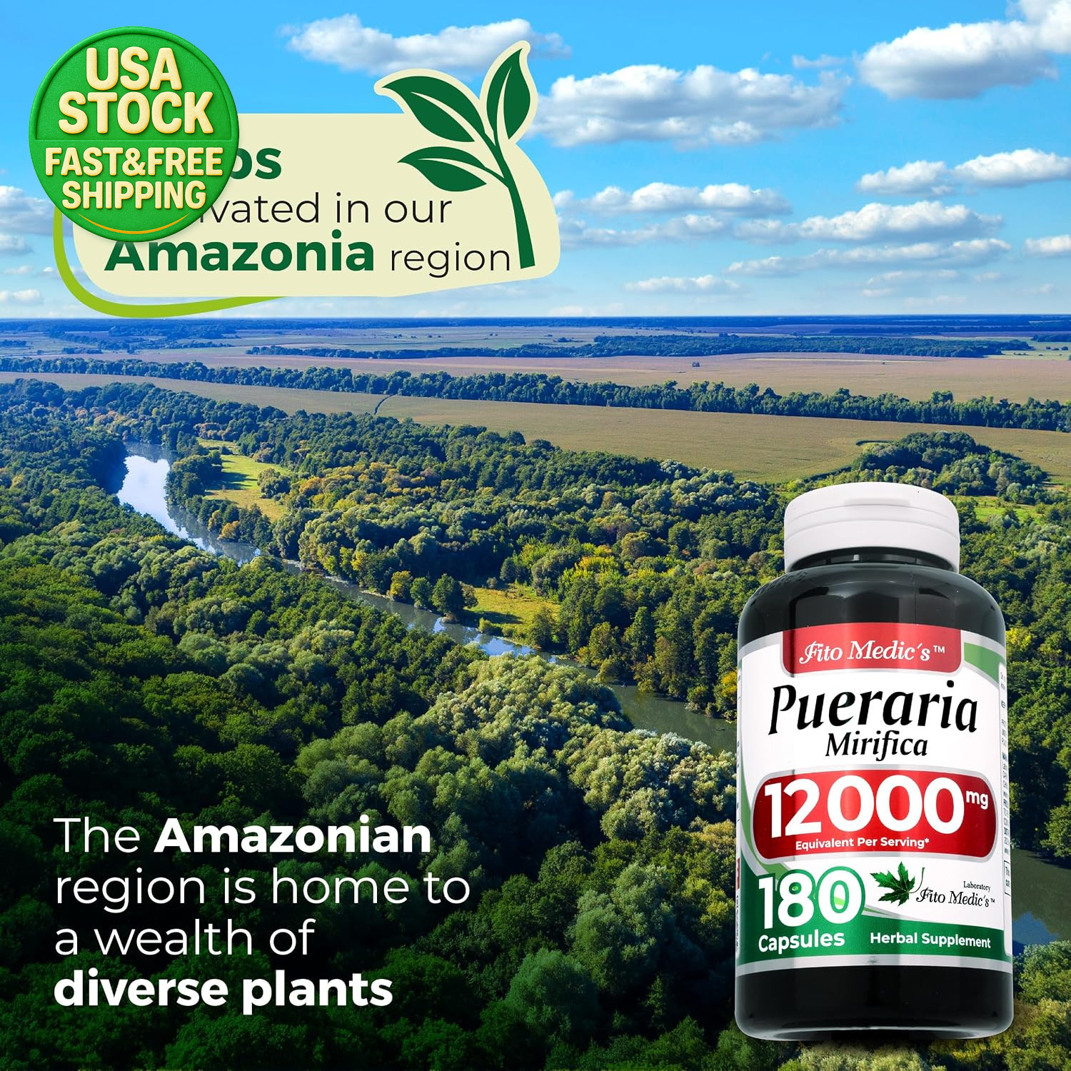 Pueraria Mirifica Capsules 600Mg Herbal Supplement 180 Count 60 Day Supply