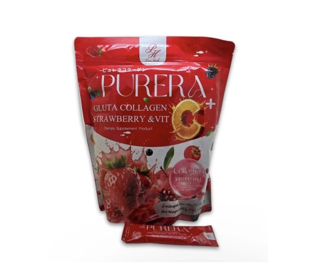 Purera Gluta Collagen Strawberry Vit C Skin Glutathione Collagen USA us Seller