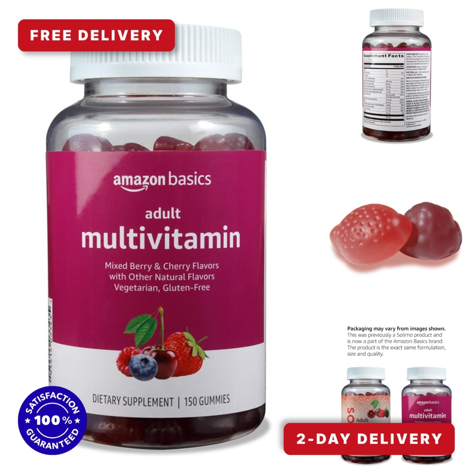 Amazon Basics Adult Multivitamin Gummies, 150 Count, Vegetarian