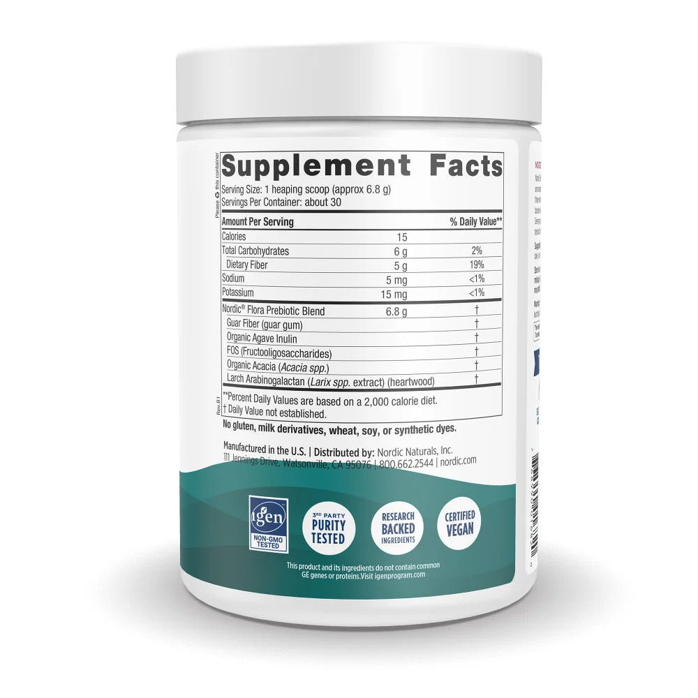 Nordic Naturals Nordic Flora Prebiotic Powder, 204 grams