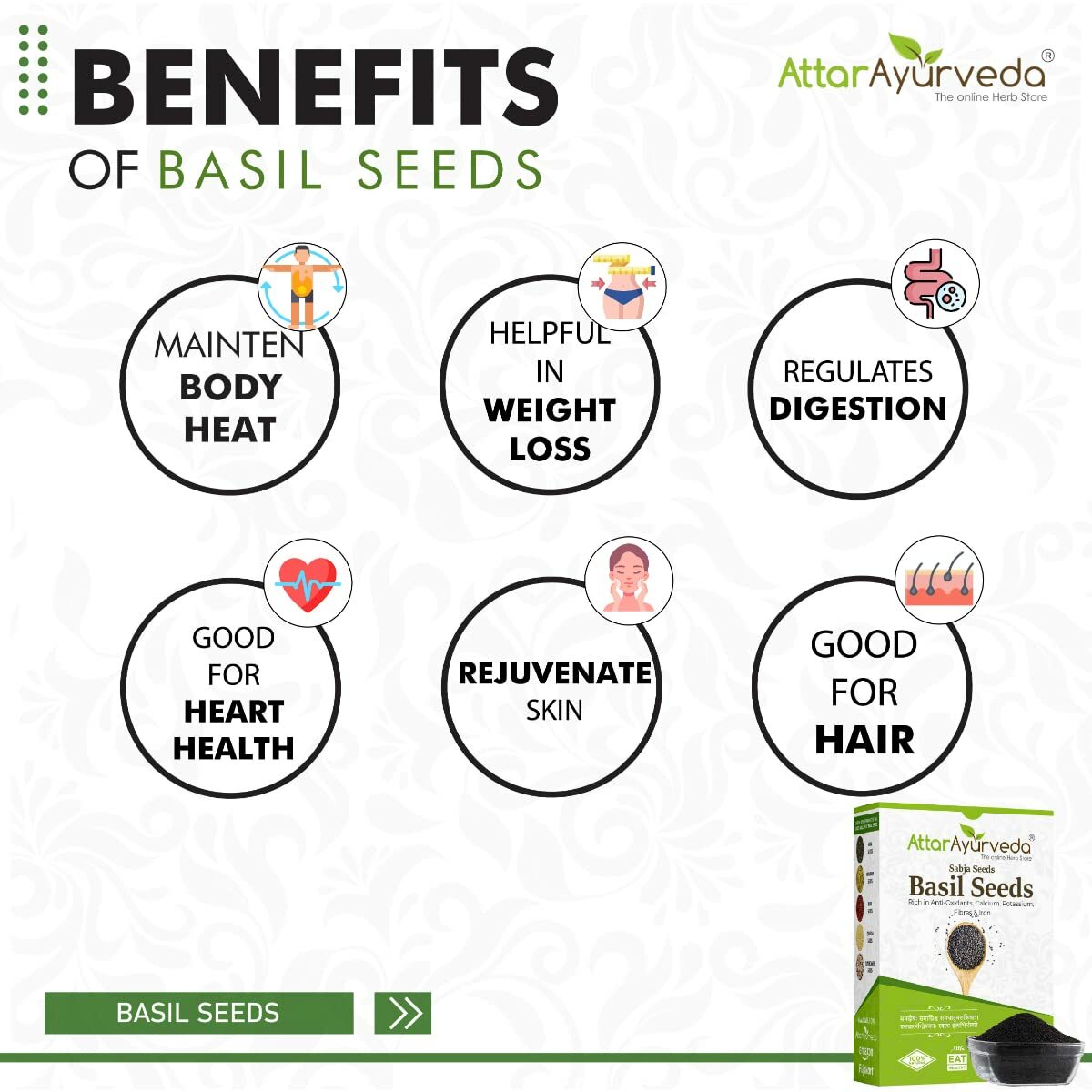 Attar Ayurveda Sabja Basil Seeds For Weight Loss 500gm_